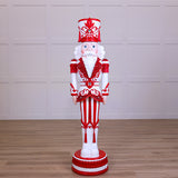 6 FT Red & White Stripe King Nutcracker With Music and Warm White LED Lights