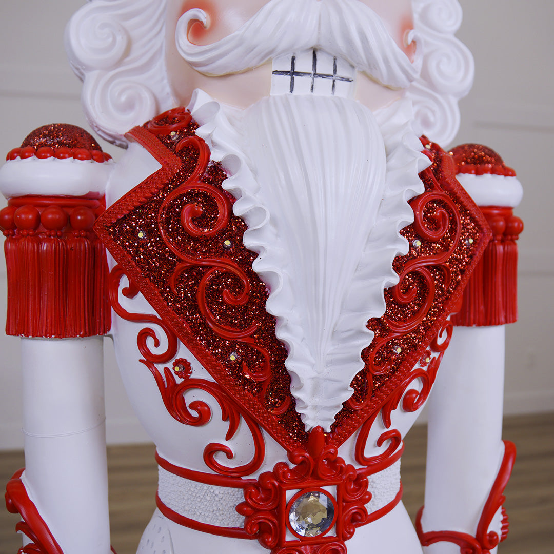 6 FT Red & White Stripe King Nutcracker With Music and Warm White LED Lights