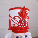 6 FT Red & White Stripe King Nutcracker With Music and Warm White LED Lights