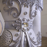 6 FT Silver & White King Nutcracker with Music & Warm White LED Lights