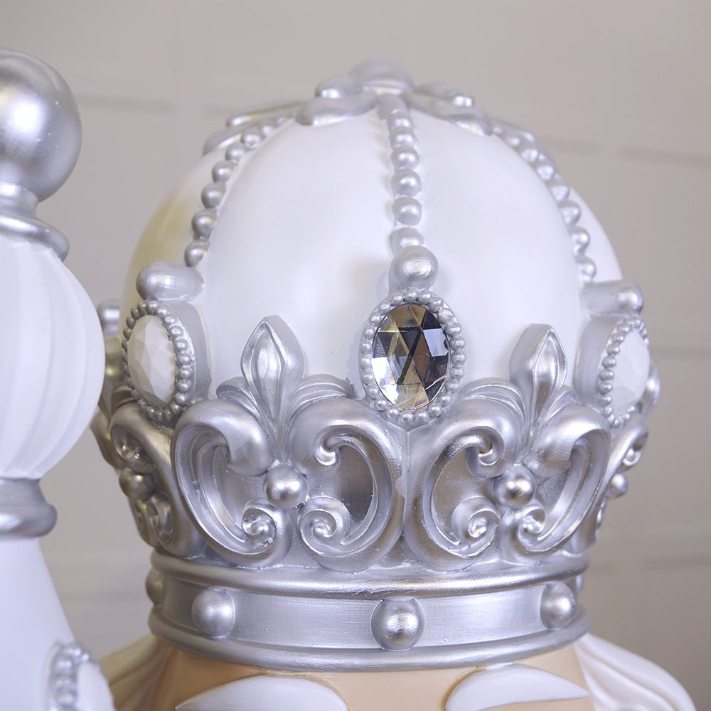 6 FT Silver & White King Nutcracker with Music & Warm White LED Lights