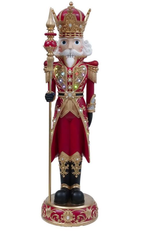 8 FT Red & Gold King Nutcracker with Music & Multicolor LED Lights