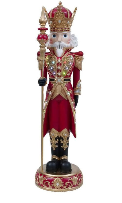 8 FT Red & Gold King Nutcracker with Music & Multicolor LED Lights