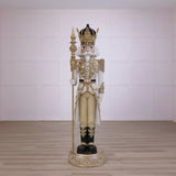 8 FT White & Gold King Nutcracker with Music & Warm White LED Lights