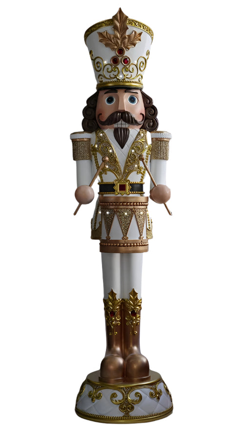 8 FT White & Gold Nutcracker with Music & Warm White LED Lights