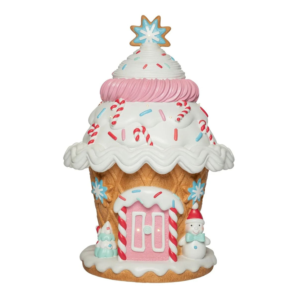 3.3 FT Pastel Pink & Blue Gingerbread Candy LED House