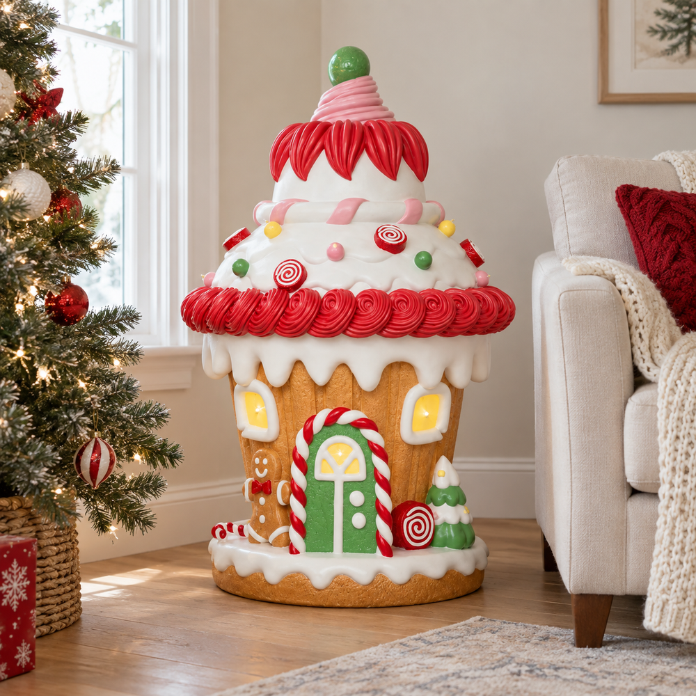 3.3 FT Red & Green Gingerbread Candy LED House