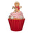 3.3 FT Red & Pink Gingerbread Candy Cupcake With Battery Operated LED Lights