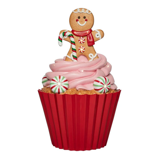 3.3 FT Red & Pink Gingerbread Candy Cupcake With Battery Operated LED Lights