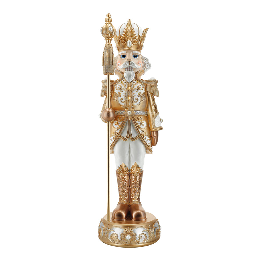 4 FT White & Gold LED Nutcracker Battery Operated