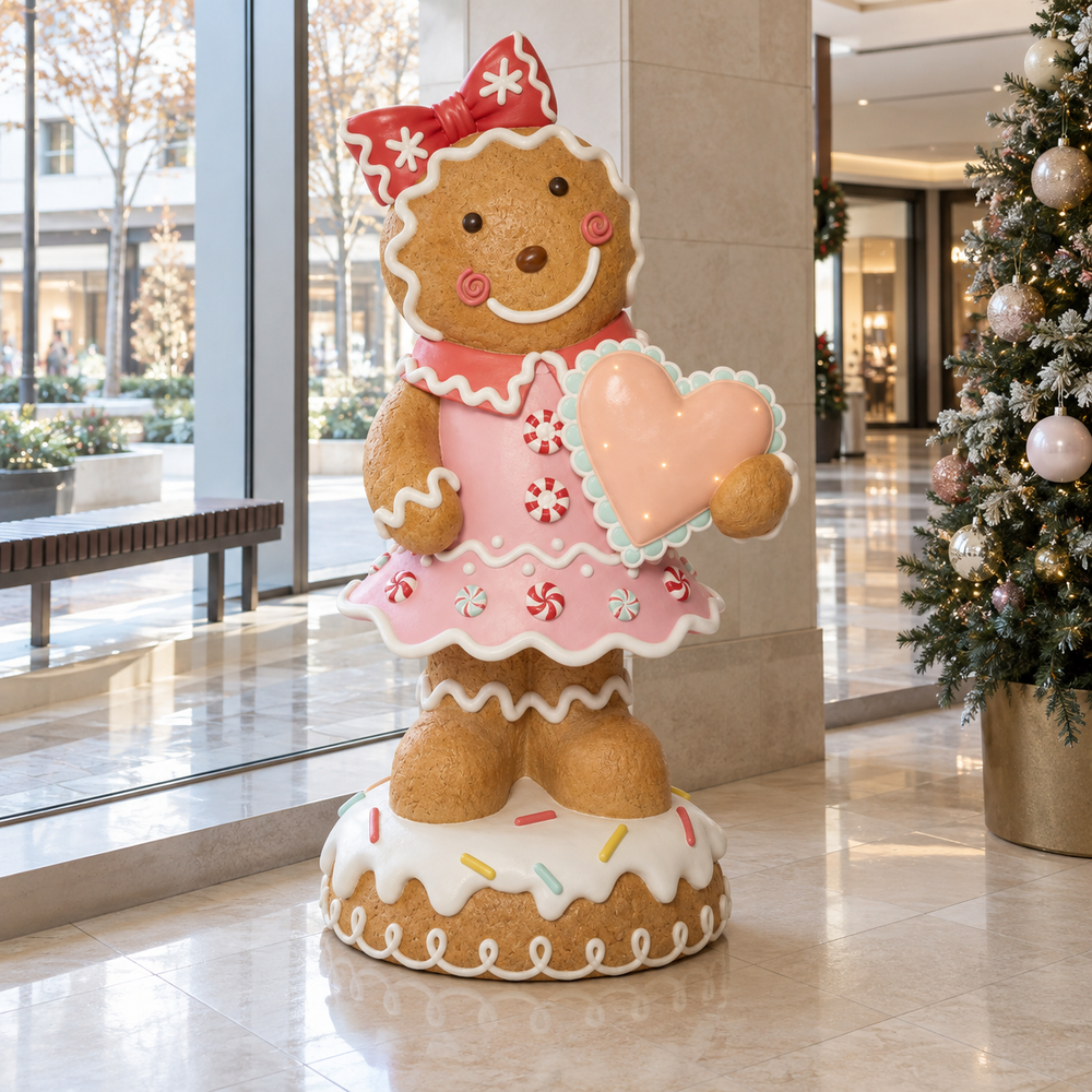 5 FT LED Pink Gingerbread Girl Battery Operated