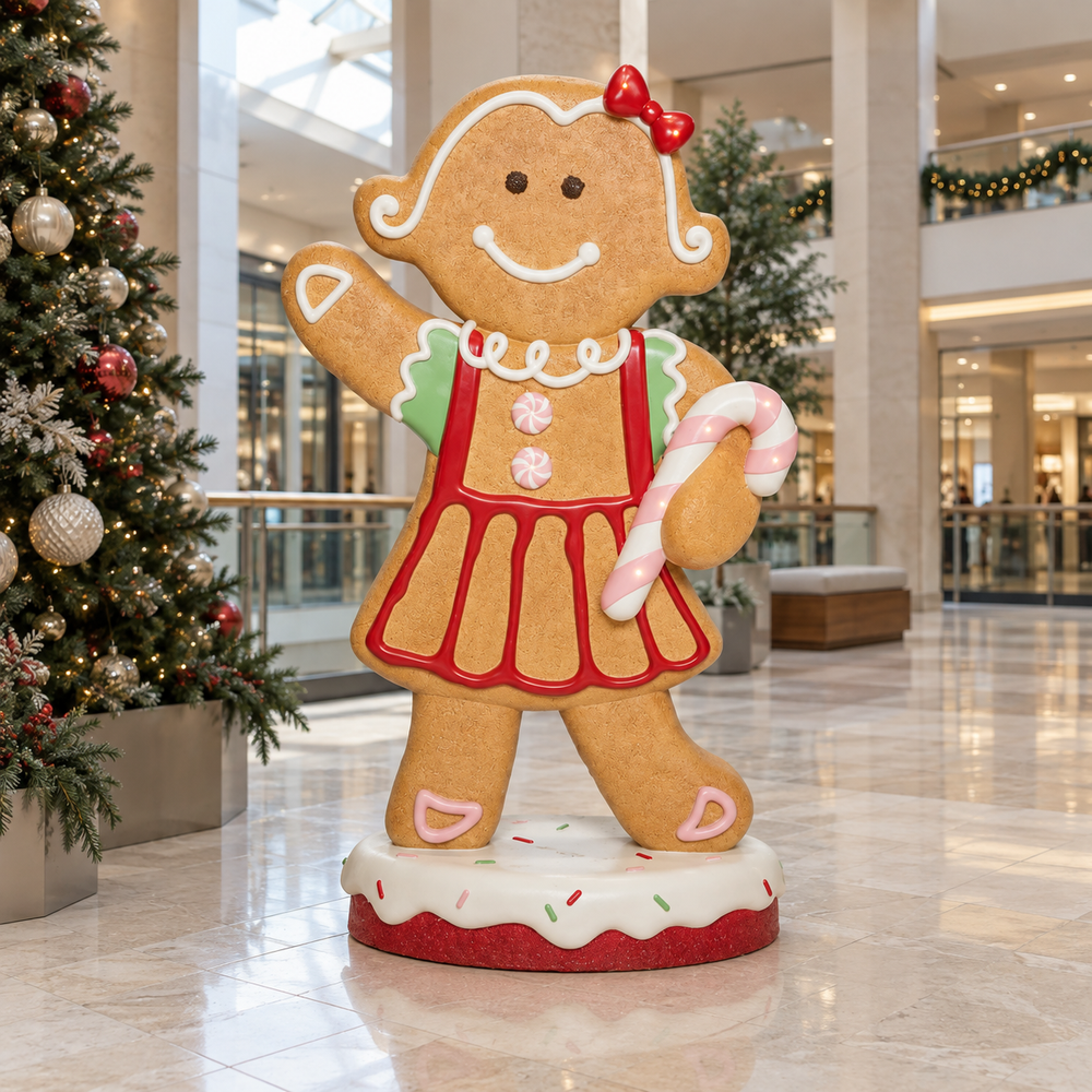 5 FT LED Red Gingerbread Girl Battery Operated