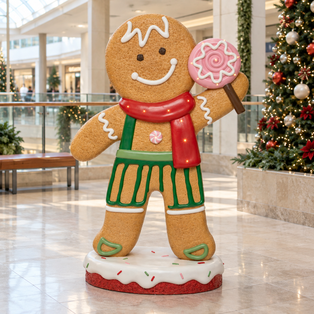 5 FT LED Green Gingerbread Boy Battery Operated
