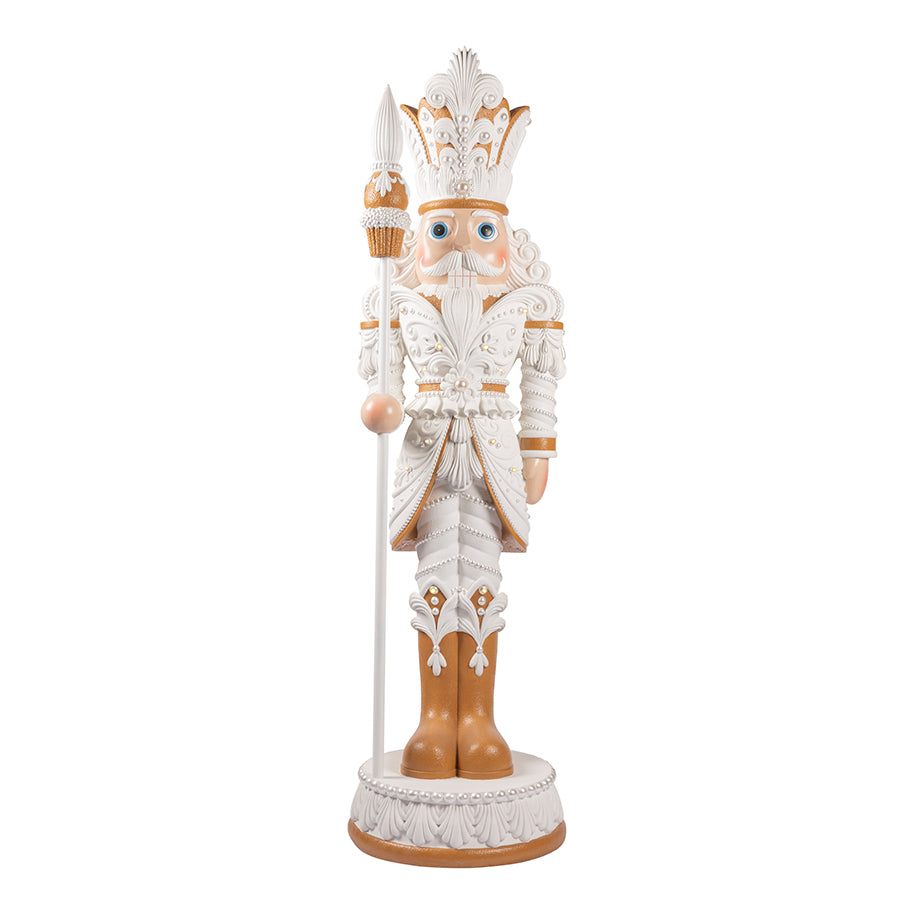 6 FT Lighted White & Gold Nutcracker