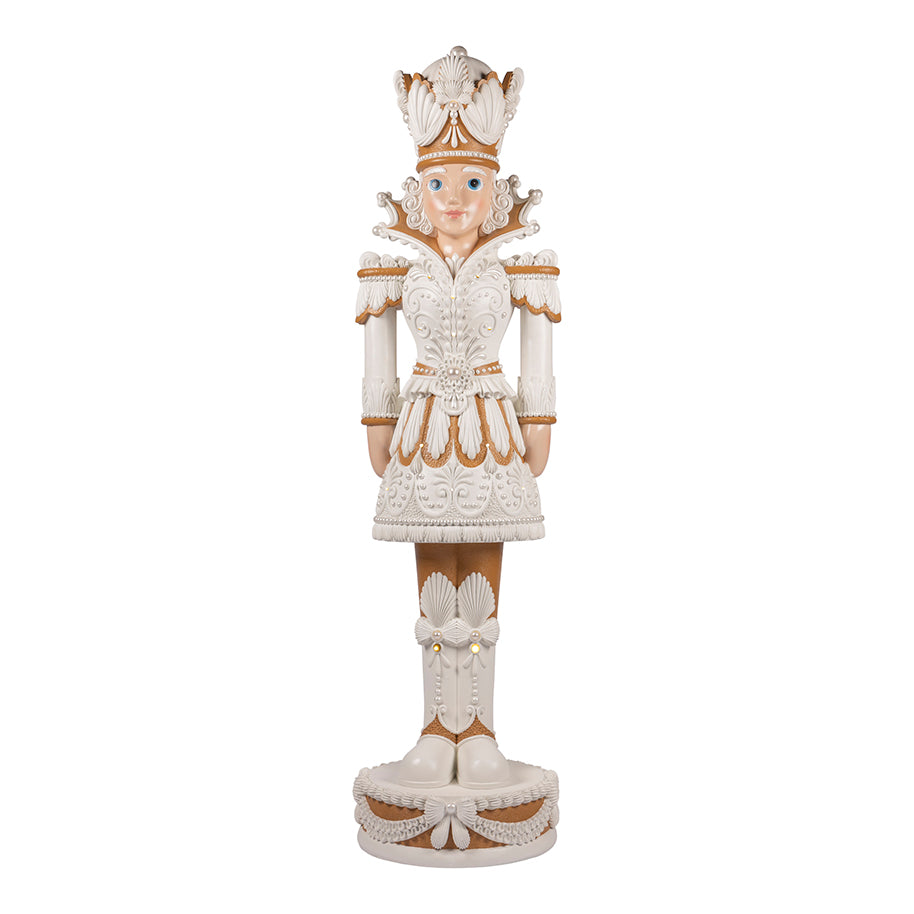 6 FT Lighted Girl White & Gold Nutcracker