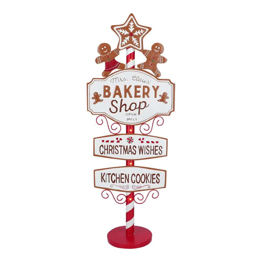 3.5 FT Gingerbread Bakery Shop Metal Sign With Battery Operated LED Lights