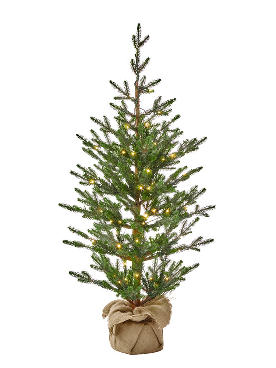 Sapling Spruce Burlap Tree Pre Lit Dual LED