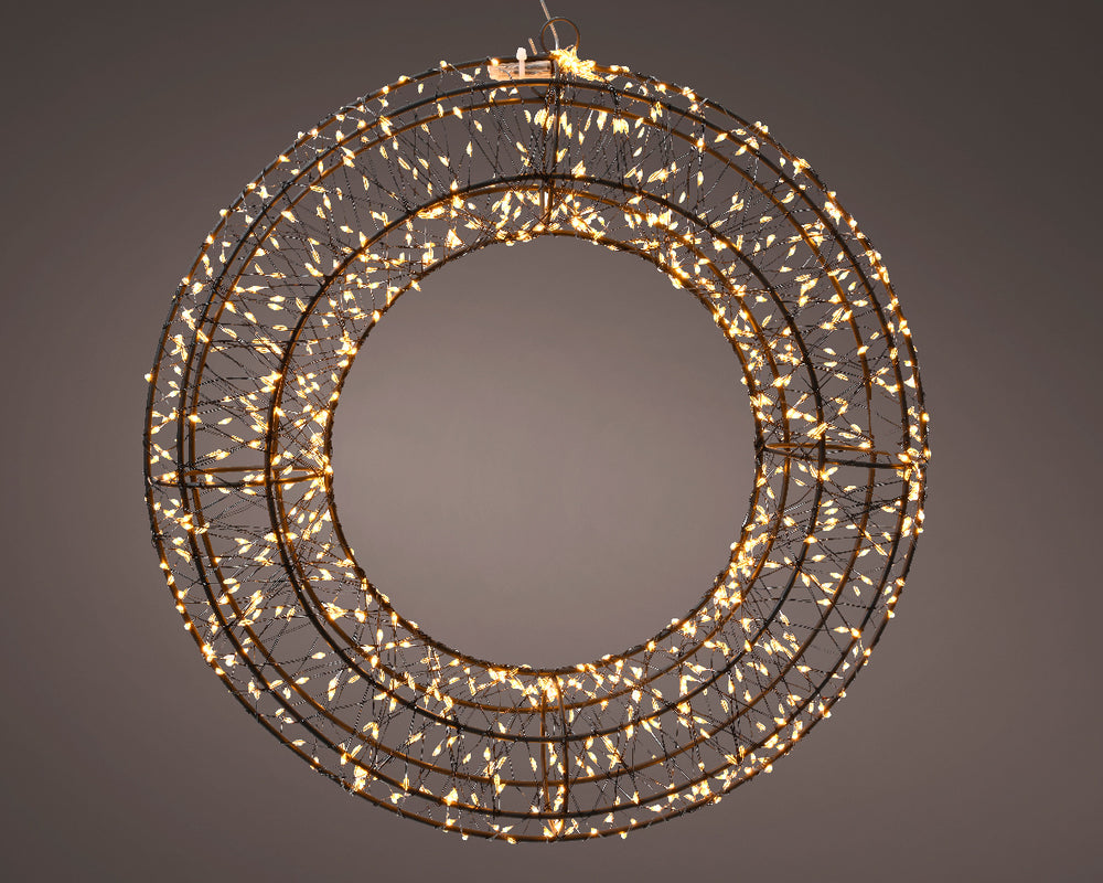Black Wire Wreath Pre Lit Micro Classic Warm LED