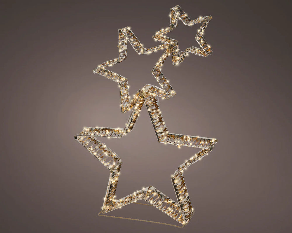 2.7 FT 350 Micro LED Warm White Gold Star Tower