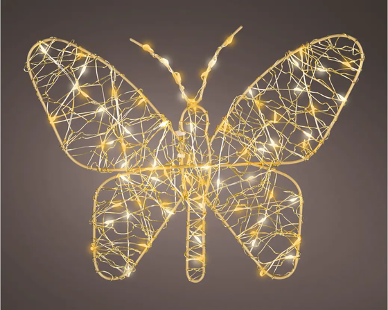 9" Micro Warm White & Classic Warm LED Gold Butterfly Battery Operated
