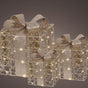 12" Warm White Gold Glitter Gift Box Battery Operated Set Of 3