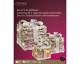 12" Warm White LED Rattan Gift Boxes Set Of 3