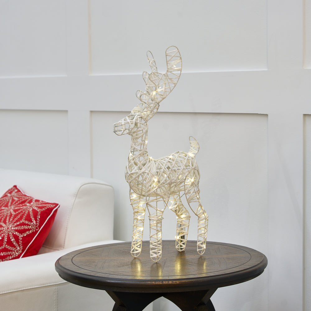 22" White Sequin Reindeer Battery Operated