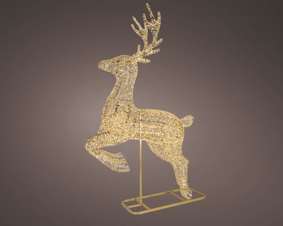 11 FT Gold Reindeer Micro Warm White LED