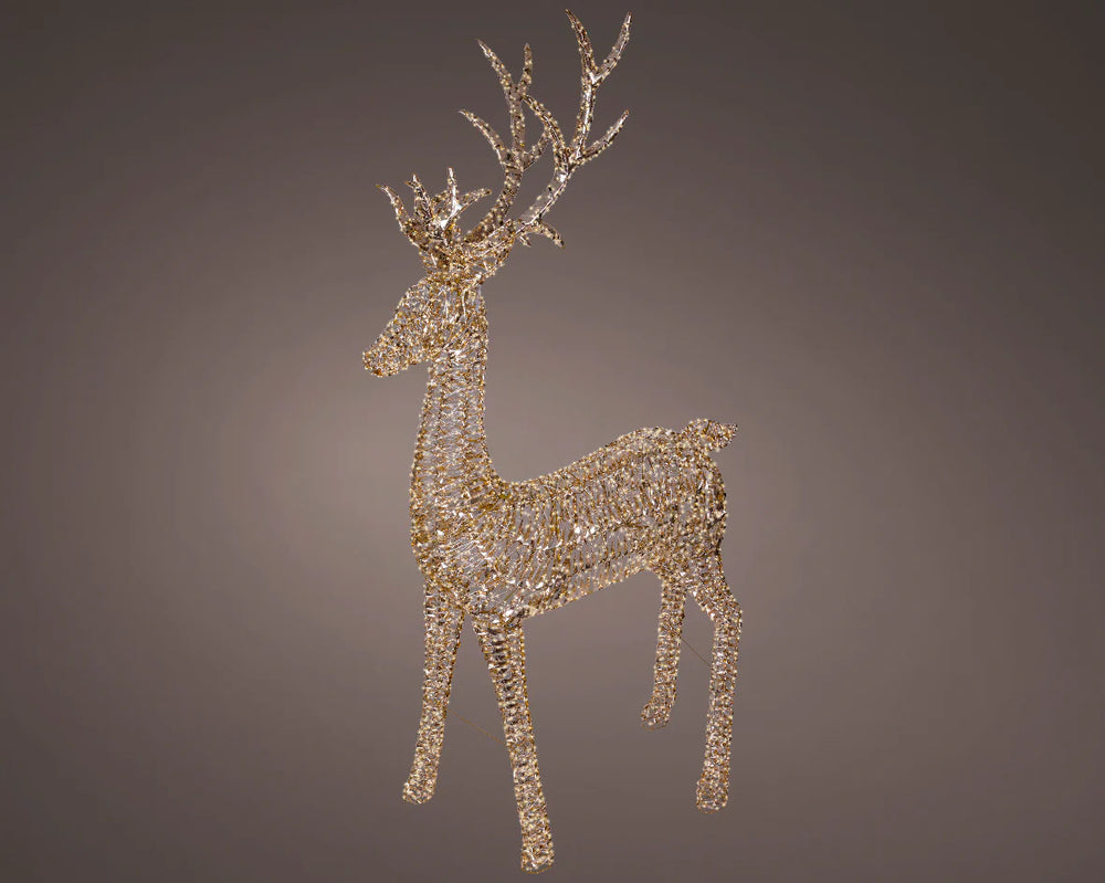 9 FT Gold Reindeer Warm White & Flashing Micro LED