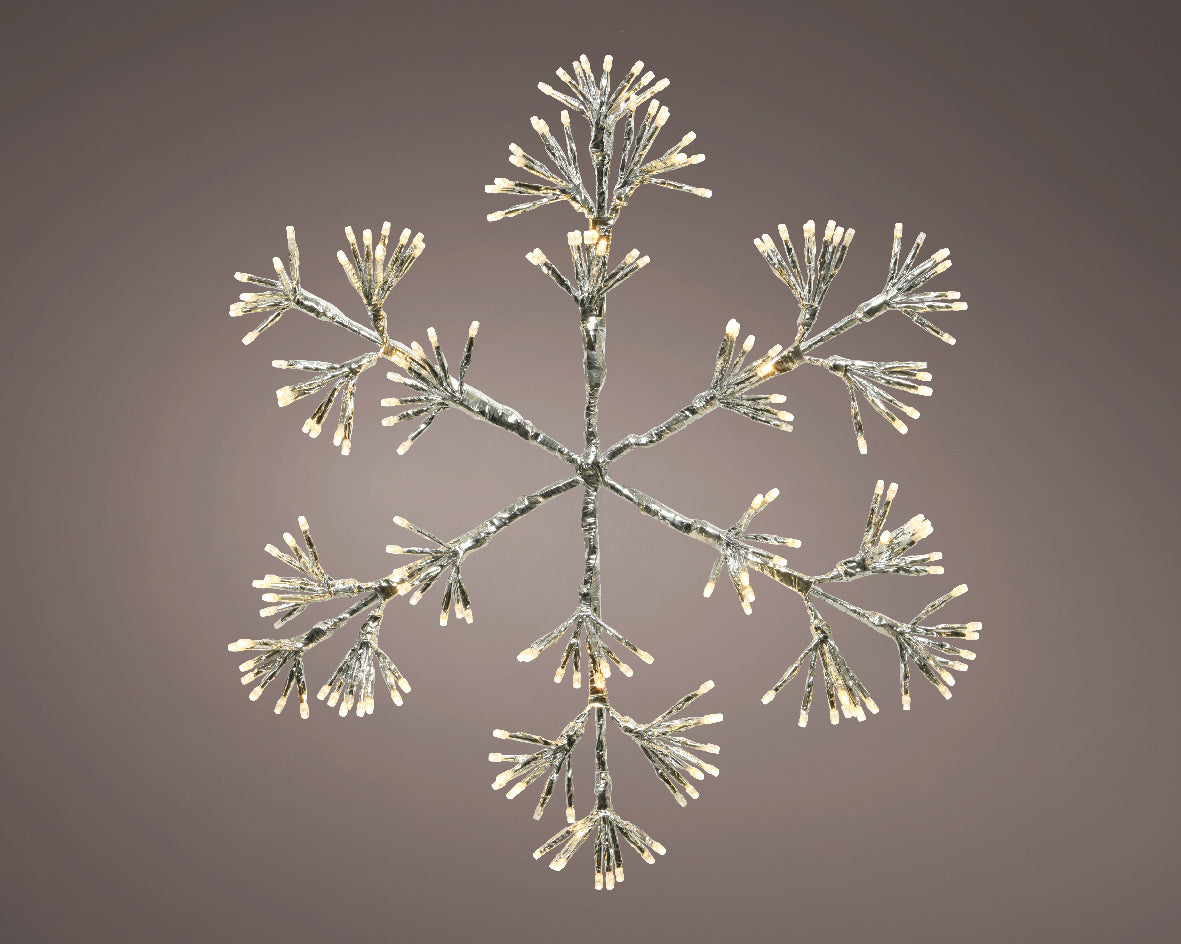 28" X 31" 336LED Warm White LED Flashing Silver Snowflake