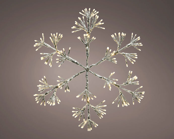28" X 31" 336LED Warm White LED Flashing Silver Snowflake