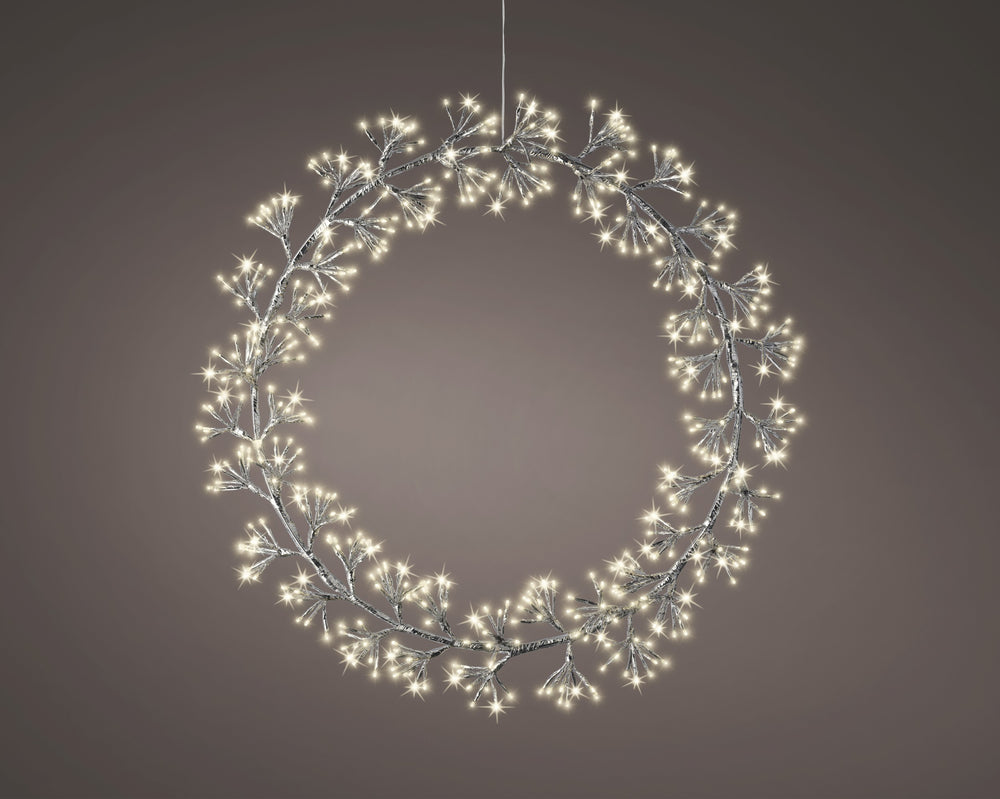 31" 500LED Warm White Silver Wreath