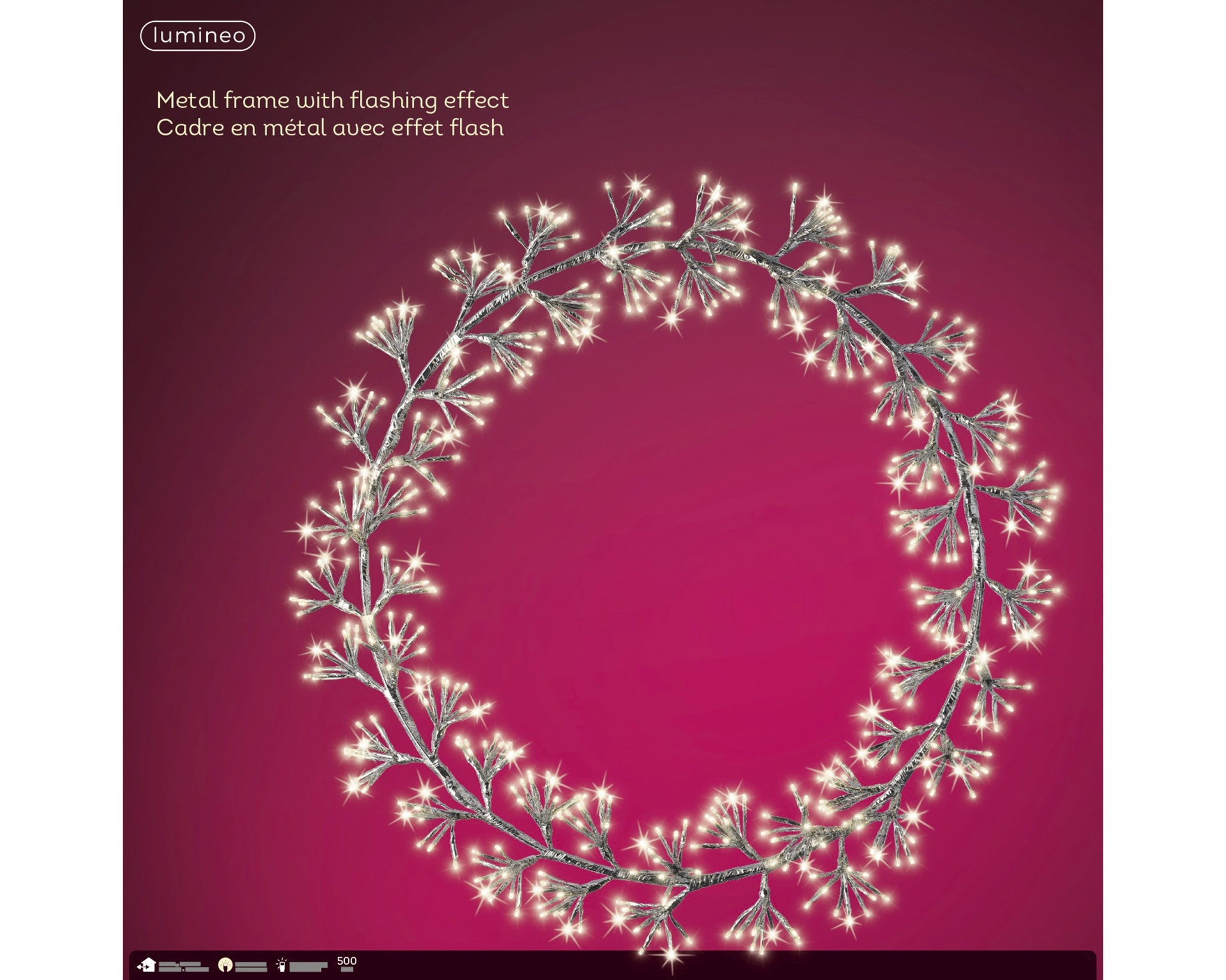 31" 500LED Warm White Silver Wreath