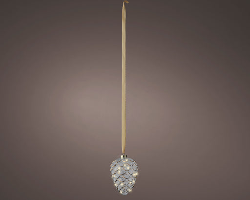 8" Micro LED Pinecone Ornament Battery Operated