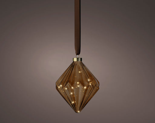 8" Micro LED Brown Diamond Ornament Battery Operated