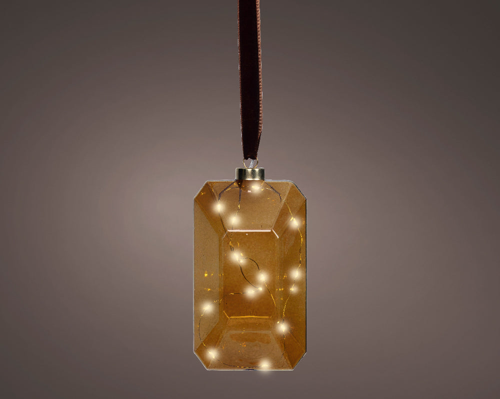 7" Micro LED Brown Jewel Ornament Battery Operated