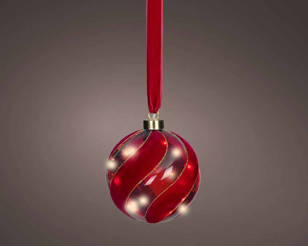 6" Micro LED Red Ball Ornament Battery Operated