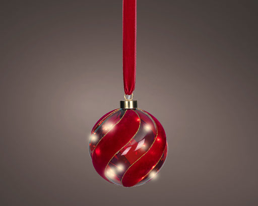 6" Micro LED Red Ball Ornament Battery Operated