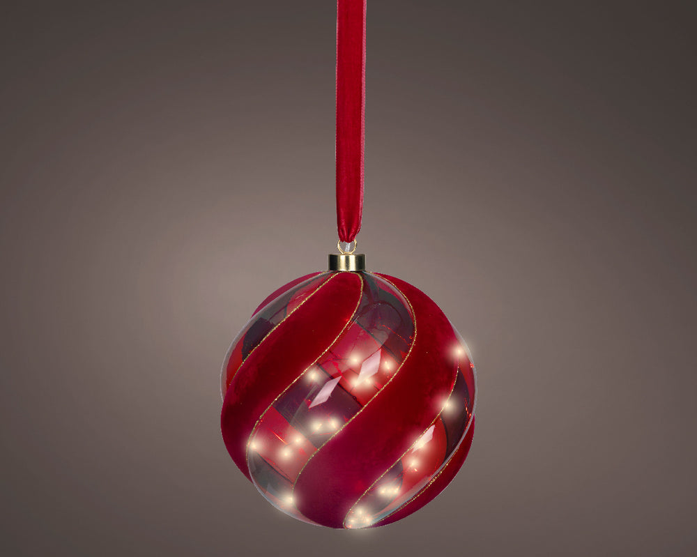 8" Micro LED Red Ball Ornament Battery Operated