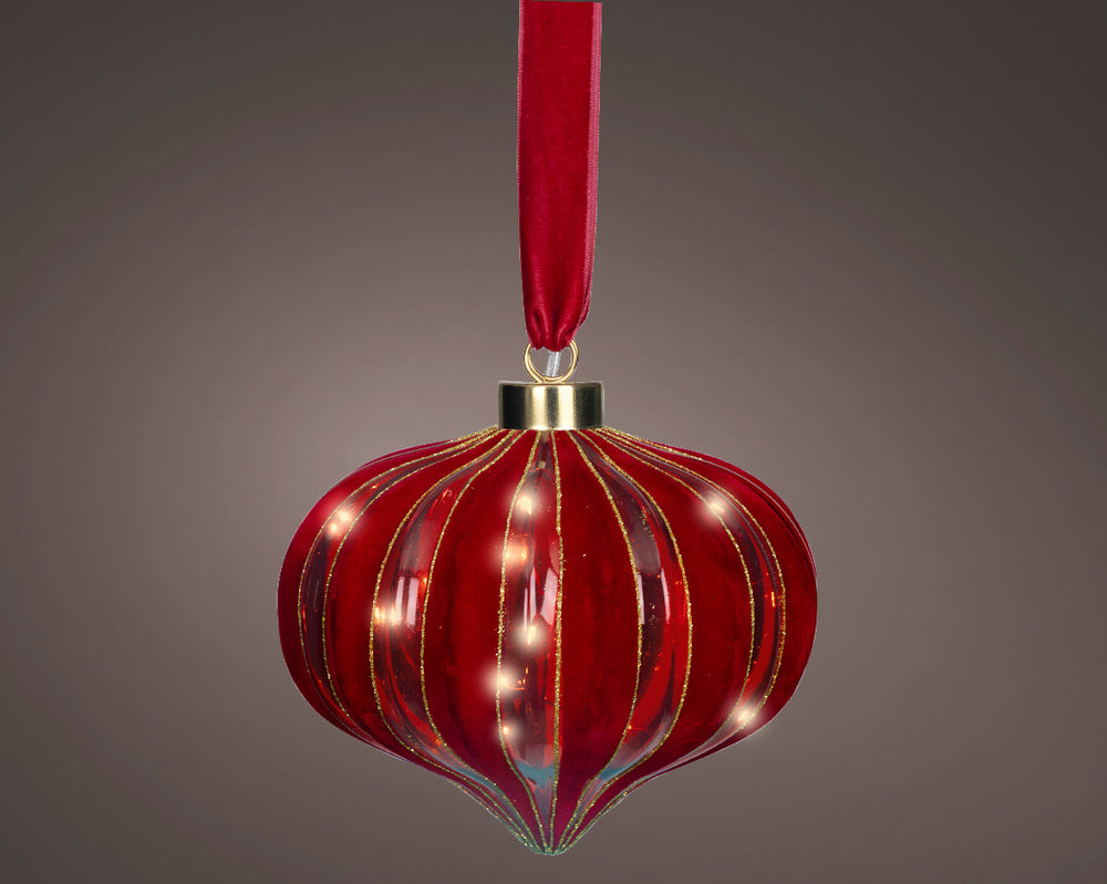 8" Micro LED Red Onion Ornament Battery Operated