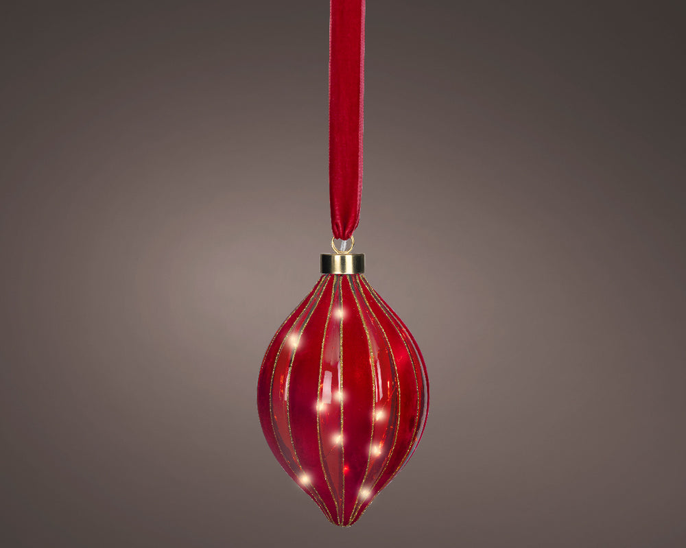 8" Micro LED Red Drop Ornament Battery Operated