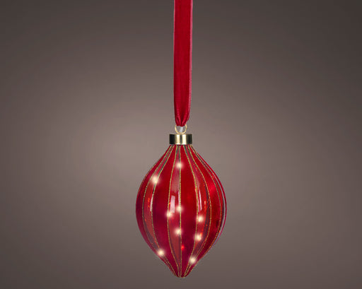 8" Micro LED Red Drop Ornament Battery Operated