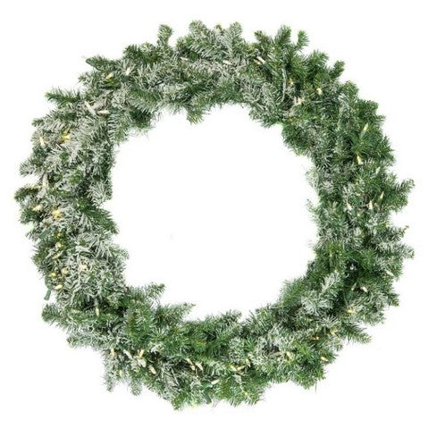 Flocked Wreath Prelit With LED Clear Lights