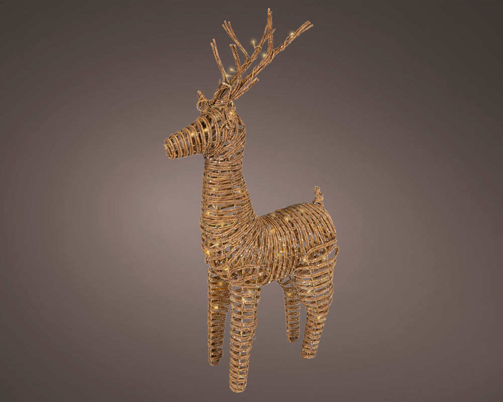 3.4 FT 72 LED Soft Warm Brown Wicker Standing Reindeer