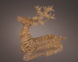3 FT 144 LED Soft Warm Brown Wicker Laying Reindeer