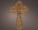 35" 72 LED Warm White Brown Wicker Mushroom
