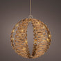11" 36 LED Warm White Brown Wicker Ball