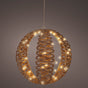 15" 48 LED Warm White Brown Wicker Ball