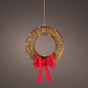 15" 48 LED Soft Warm Wicker Brown Wreath With Red Bow