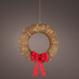 23" 72 LED Brown Wicker Wreath With Red Bow